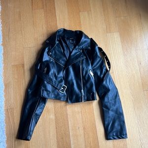 black leather jacket